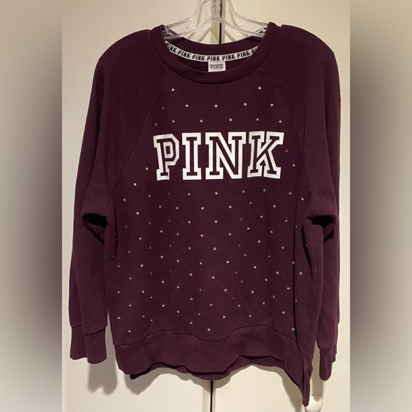 PINK Victoria's Secret Maroon Sweatshirt with Rhinestones - Picture 2 of 5